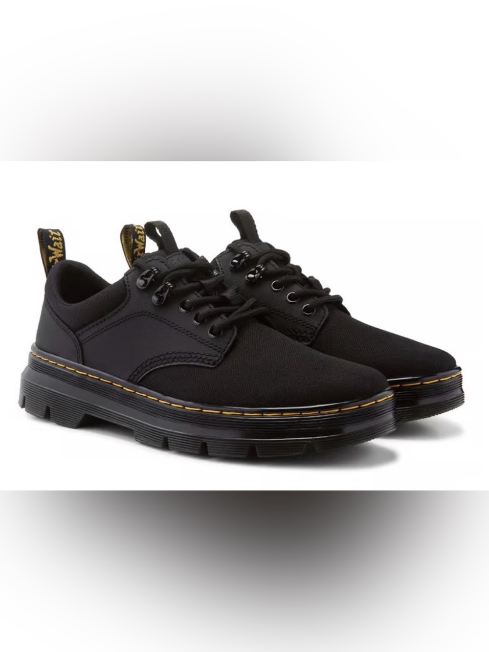 Dr. Martens Black Canvas Oxford with Yellow Stitching